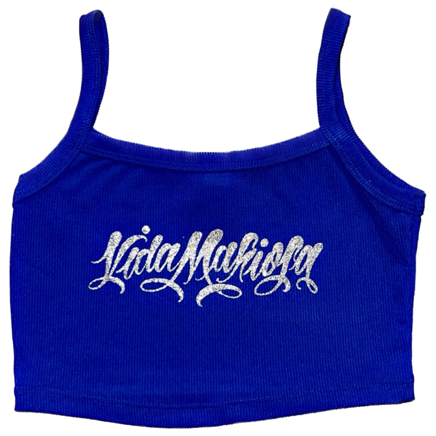 Limited Edition Women's Glitter Vida Mafiosa Blue Crop Top